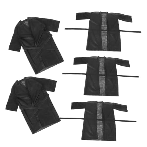 VALICLUD 5pcs Disposable Spa Robes for Men and Women Soft Nonwoven Fabric Bathrobe Multiuser Shower Wraps for Salon and Spa Use and Comfortable Black