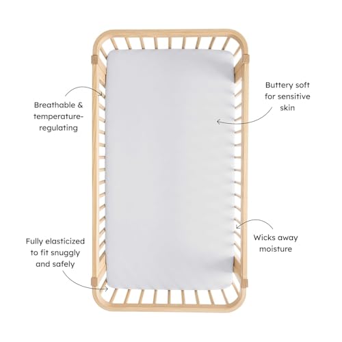 Image of Kyte Baby Soft Crib Sheet - Standard Fitted Crib Sheet Made with Rayon from Bamboo, Ultra-Gentle and Breathable (Storm)