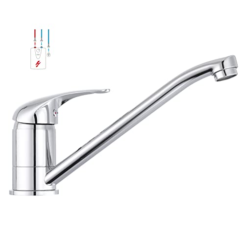 Spültischarmatur Niederdruck Wasserhahn Küche für Boiler Untertischgerät, 360° schwenkbar, Einhebel-Mischbatterie Amatur für Küchenspüle, Küchenarmatur in Chrom Cover