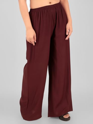 Image of Go Gazab - Stylish Women's Palazzo: Trendy Rayon Solid Color Ethnic Wear Palazzo
