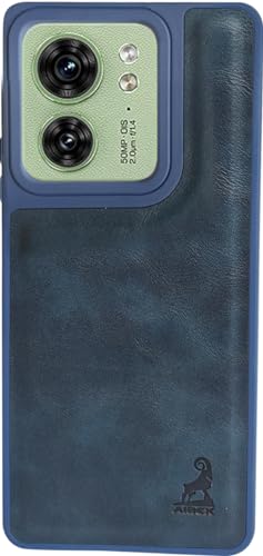 Image of AIBEX Shield Back Cover Case Compatible With Motorola Edge 40 Back Cover | Flexible Vegan Leather | Full Camera Protection | Raised Edges | Super Soft-Touch | Bumper Case, Royal Blue