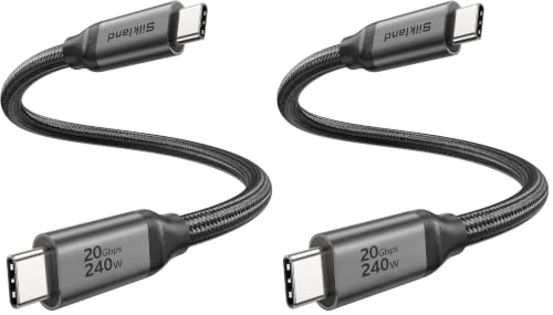 Image of Silkland USB C Data Cable 20Gbps, 1FT USB C to USB C Cable, 240W Charging (Pack of 2)
