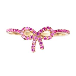 Fashion Pink Bowknot Ring Luxury Exquisite Crystal Bow Rings for Women Multi-Purpose Accessories Wedding Party Jewelry