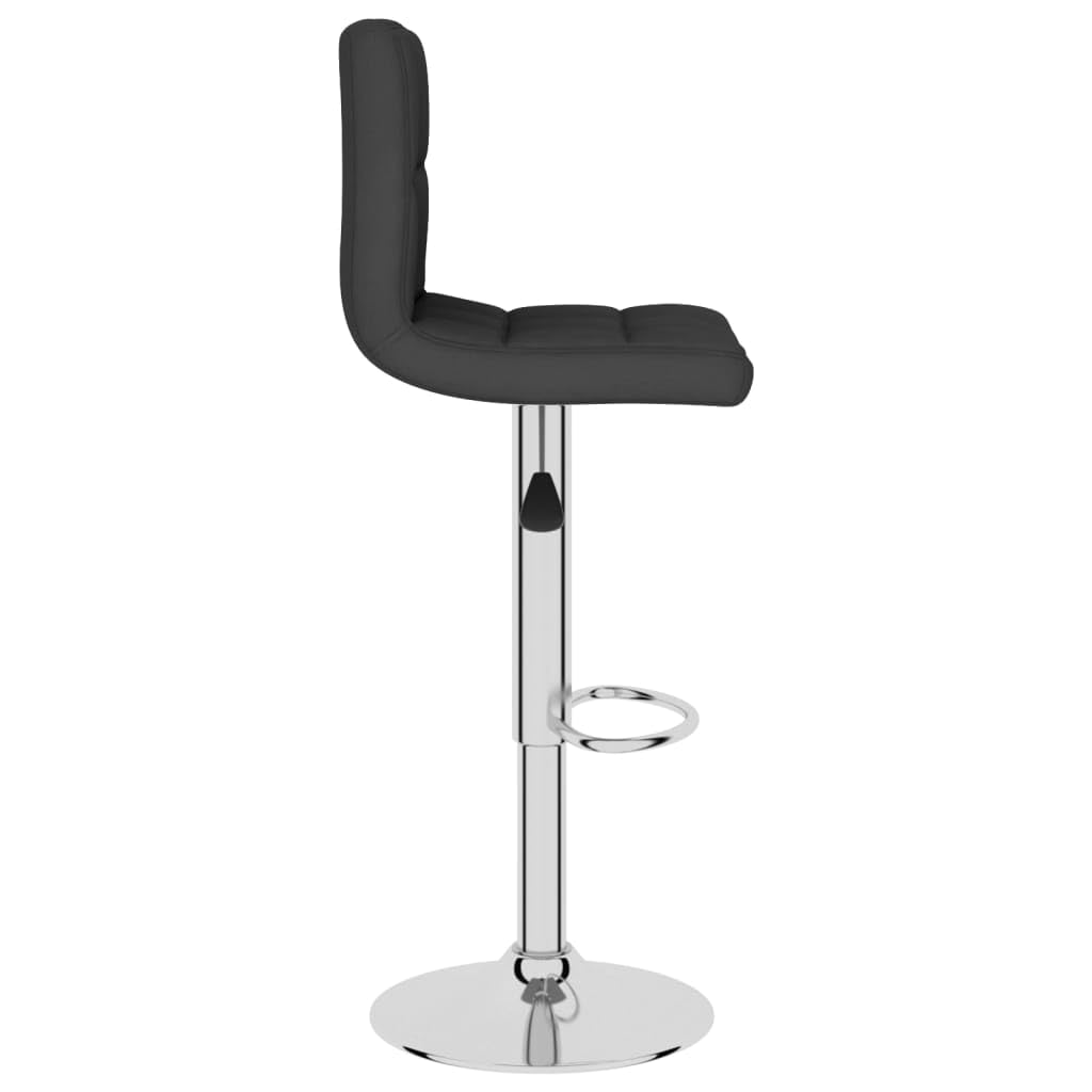Taburete de bar de tela negra con reposapiés y muelle de gas, altura regulable, giratorio, estructura de acero cromado para cocina, comedor, bar, bar, sala de fiestas