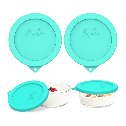 SOPHICO Silicone Replacement Lids Fit Ultimate 1-Quart Glass Containers, Airtight Seal Bowl Covers for Yogurt Fermentation, BPA-Free & Dishwasher Safe - Glass Not Included (Mint, 2 Pack)