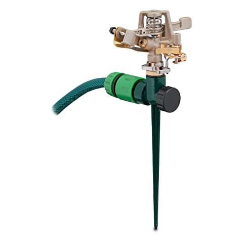 Relaxdays Pulsationssprenger, Gartenbewässerung, 360° Sektorenregner, 24 m Reichweite, Rasensprenger Cover