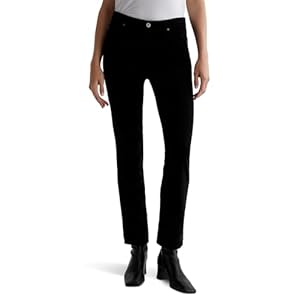 AG Women’s Mari Mid Rise Slim Straight Jeans in Super Black