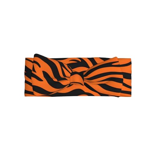 Tiger Stripes Orange Pattern Pattern Baby Bow Headband Super Stretchy Soft Bows Hair Accessories for Newborn Infants Toddlers Kids Girls