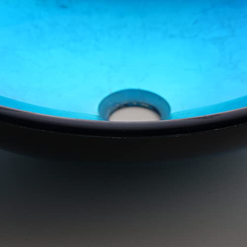 Yanksmart Us Bathroom Blue Glass Sink Basin Bowl W/Orb Faucet Pop Up Drain Oval Mixer #TOP1