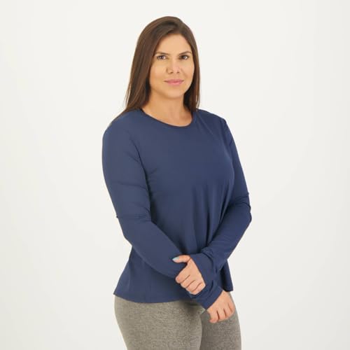 Camiseta Hering Manga Longa Esportiva Easy Feminina Marinho