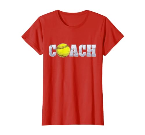 Softball Coach Coaching Assistant Coach Softball Team Men T-Shirt, Women, Red, X-Small