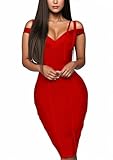 Hybrid & Company Womens Elegance V Neck Stretch Chic Bandage Dress DRBD132 RED L