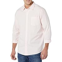 Amazon Essentials Men's Regular-Fit Stretch Poplin Shirt (Pink, Large)