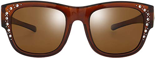 Image of The Fresh High Definition Polarized Wrap Around Shield Sunglasses for Glasses - Leather Eyeglasses Case