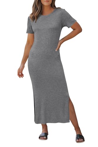 Image of Arach&Cloz Women's Wool Blend Lightweight Spring Casual T Shirts Maxi Dress 2026