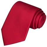 KissTies Mens Scarlet Red Solid Satin Tie Necktie Wedding Ties + Gift Box