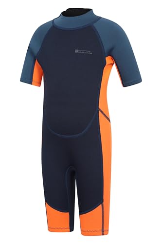 Mountain Warehouse Kurzer Kinder-Neoprenanzug - 2.5mm Körper, Flache Nähte, mit Easy-Glide-Reißverschluss, Tauchanzug, verstellbarem Nackenverschluss Hell-Orange (Kinder) Kinder 140 EU (9-10 Jahre)