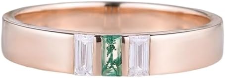 Aihpos Men Wedding Ring Vintage Moss Agate Wedding Band For Men Women 10k 14k 18k Gold Stackable Rings Unisex Promise Anniversary Rings For him/her - Image 2