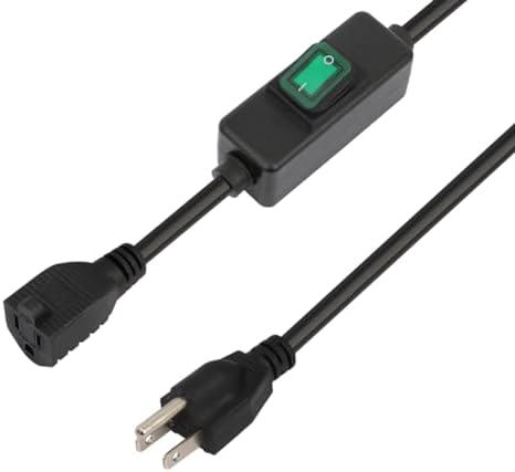 3-Feet Waterproof Extension Power Cord, in-Line On-Off Switch Extension ...