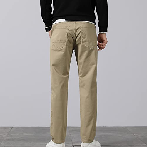 Maiyifu-GJ Men's Relaxed fit Straight Leg Pants Classic Stretch Lightweight Chino Pant Casual Loose Flat Front Dress Trousers4