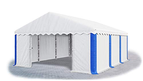 Das Company Lagerzelt 5x6m wasserdicht weiß-blau Zelt 240g/m² PE Plane hochwertig Gartenzelt Summer MPE