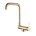 Robinets De Lavabo Fenêtre Intérieure Robinet Rotatif De Cuisine Robinet D'Eau Chaude Et Froide Rabattable Noir Mitigeur Cuisine Mélangeur Robinet Simple Manche-Brosse Doré
