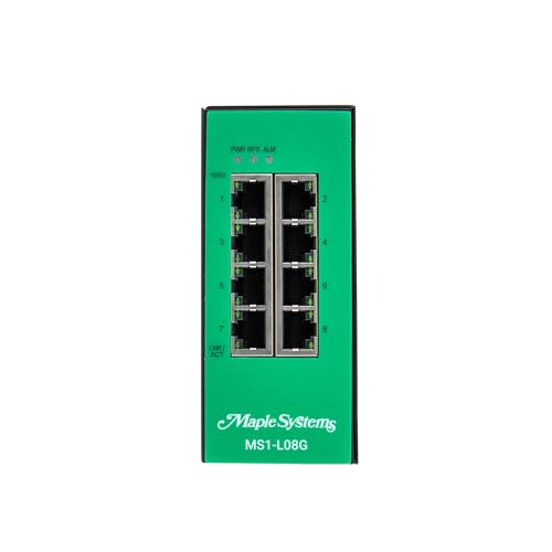 Image of MS1-L08G. Industrial 8-Port Lite-Managed Network Switch, 10 /100 /1000 RJ45, Metal Housing, DIN Rail Mount, 1.97x4.56x3.93 in, 1.10 lb, 20-57 VDC.