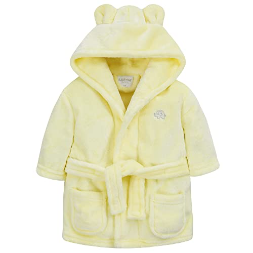 Baby Girls Boys Super Soft Dressing Gown 3D Ears Hooded Little Elephant Embroidery Lemon 0-6 Months