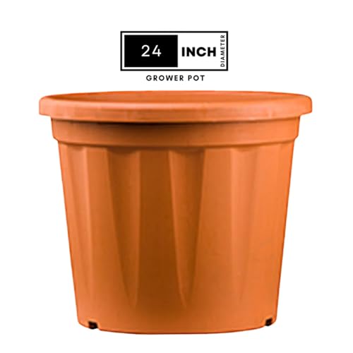 Image of 24 Inch Heavy Duty Plastic Planter | Grower Pot /Garden Pot for Home & Garden (Terracotta) (Pack of 2)