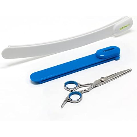 Hair Cutting Scissors, Hair Cutting Kit Women, DIY Home Hair Cutting Tools for Bangs Cutter, Layers, and Split Ends, Scissors for Cutting Baby Hair(Set of 3) Color Blue Cover