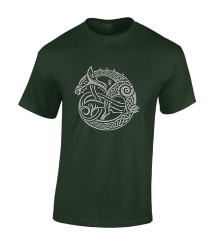 Image of Crown Designs Serpent Celtic Cool Premium Quality Regular Fit T-Shirt Top for Men and Teens - Green/M