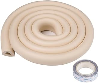 U Shape Edge Protectors For Glass Coffee Table,Foam Baby Proofing Safety Bumper Guard Strip,Corner Protectors For Kids,Extra Thick,Suitable For Furniture Fireplace,6.5 Ft/2m (Round(U-Type Beige))