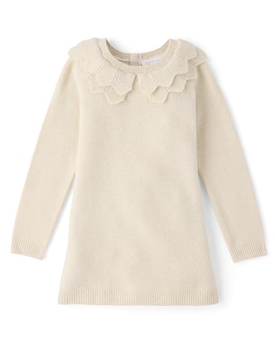The Children's Place,Baby-Girls,and Toddler Long Sleeve Sweater Dress,White Daisy,4 Years