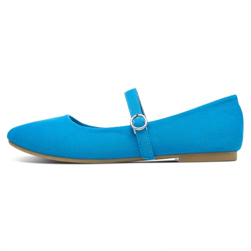 Image of Obtaom Mary Jane Flat Shoes Round Toe Ballet Flats for Women Dressy Fabric Business Flats Comfortable Classic Strap Flats for Office