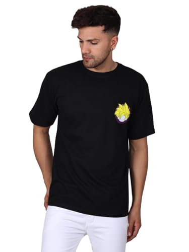 Image of Urban Ninja Men's Printed Round Neck Pure Cotton Black T-Shirt with Striking Graphic Print Detail for Streetwear Style and Casual Comfort