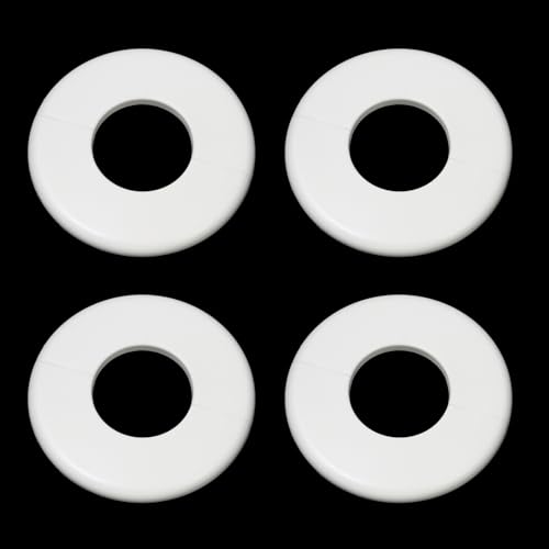 Oedema 4 Pcs 2 Inch Plastic Round Escutcheon Plate Self-Adhesive Water Pipe Cover for Water Pipe Faucet Decoration Accessories, White