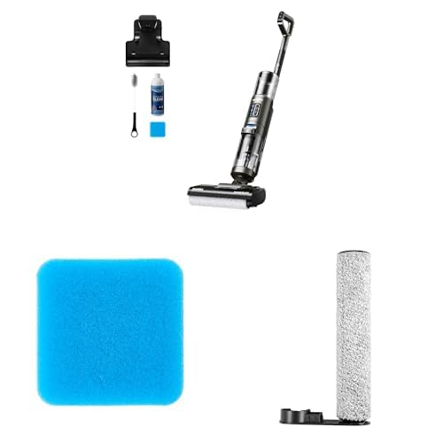 Eureka RapidWash NEW430 Aspirador en Seco y Húmedo,Fregona Electrica sin Cable + Filtro de algodón de repuesto, paquete de 2 + Cepillo cilíndrico de repuesto