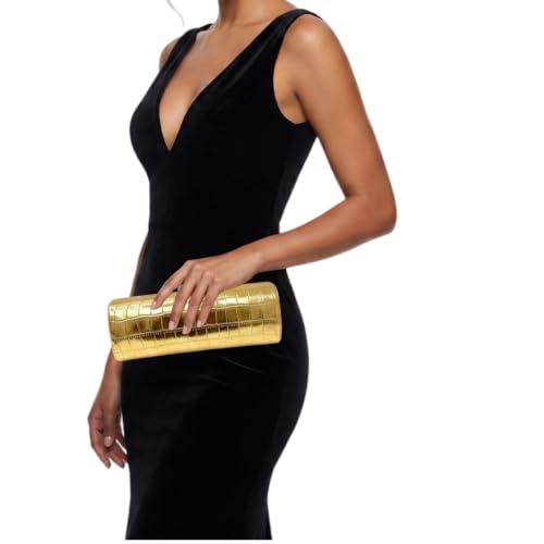 Image of Women Vegan Leather Evening Handbag Crocodile Pattern Handle Clutch Purse Cross Body Envelope Bag