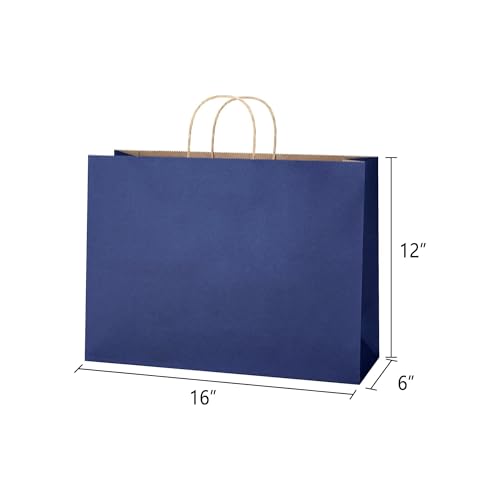 Image of RanGit Bhumi Gift Bags- 10pcs 16x6x12 inch Large Paper Bags with Handles Bulk, Kraft Party Favor Bag - Grocery, Shopping, Retail, Merchandise Carry Bags (Navy Blue) (Large- Blue, Pack of 10)