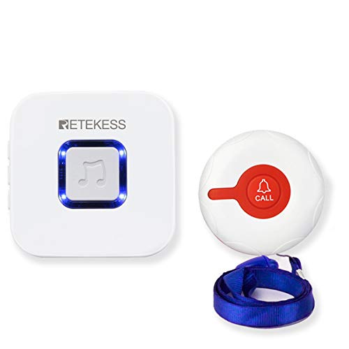 Retekess TH102 Sistema Inalámbrico de Llamada de Emergencia Timbre Inalámbrico Botón de Llamada y Receptor de Timbre para Niños Ancianos Mujeres Embarazadas Hospital Familiar Hogar de Ancianos