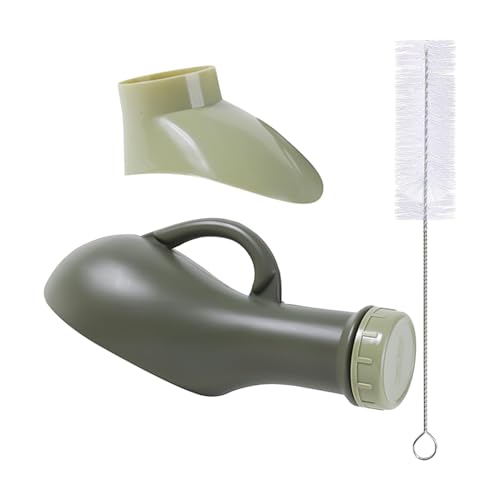 1 urinoir anti-fuite, 1 interface, 1 brosse, récipient à échantillons d'urine, design à bouchon à vis, urinoir portable, indispensable pour le voyage au lit, convient aux adultes et aux enfants