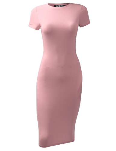 AMORE ALLFY Women's Slim Fit Sandwich Dress Dusty Pink Small