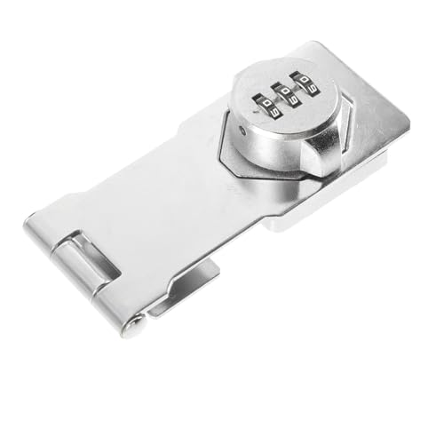 Image of Mechanical Password Rotary Hasp Lock, Keyless Security Latch for Small Doors, Cabinets, Barn Doors, Bathrooms, Outdoors, Garages, and Gardens - Silver Iron Design