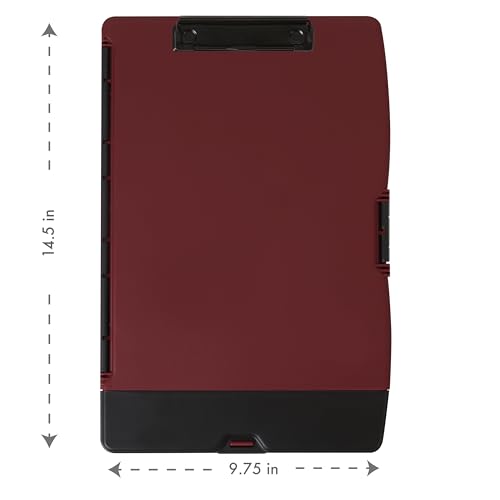 Dexas Folio Clipcase Professional Storage Clipboard with Pen Storage Compartment, 9.75 x 14.75, A4, Merlot. Ideal for Teachers, Nurses, Coaches, Students, Trades, Homeschooling