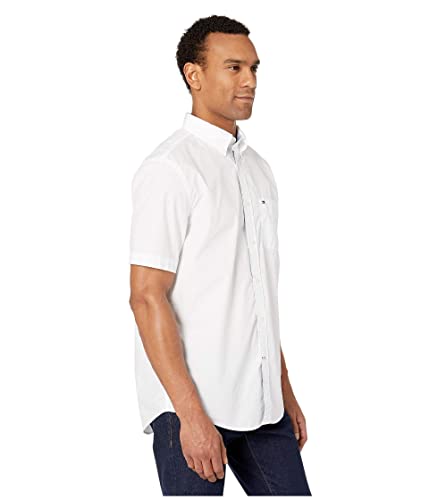 Tommy Hilfiger Mens Short Sleeve In Classic Fit Button Down Shirt, Bright White, Large Us #TOP2