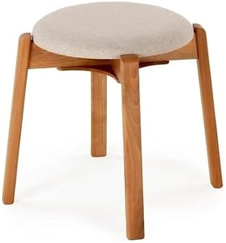 Arc Ceviz Puf Tabure Yuvarlak Modern Bench Oturak Tekli (Bej)