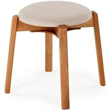 Arc Ceviz Puf Tabure Yuvarlak Modern Bench Oturak Tekli Bej