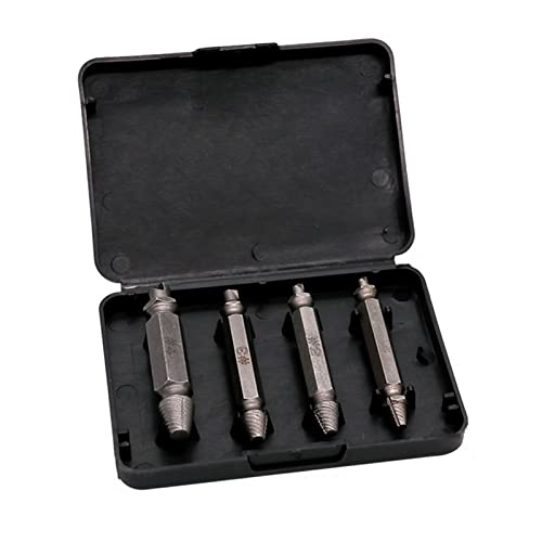 KXJSMAH 4 Stück HSS 4341. Doppelschraube Extraktor, Bohrer-Führungs-Set defekte beschädigte Bolzenentferner (Color : Silver S2, Shank Shape : Hexagonal Handle) Cover