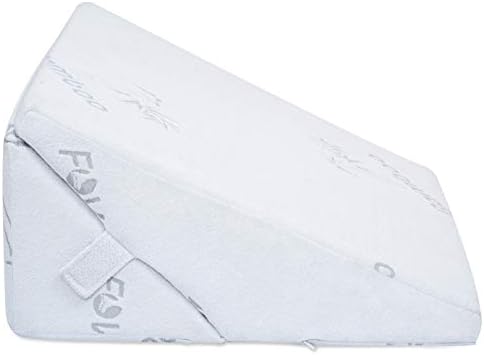 FOVERA Adjustable Memory Foam Bed Wedge Pillow for Legs and Back Support - Acid Reflux, Snoring, Heartburn, Reading (White Bamboo)
