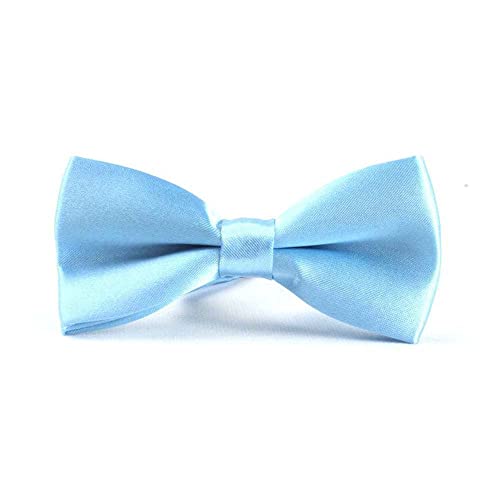 Children Kids Toddler Boys Girls Silk Satin Adjustable Length Bow Tie Solid Colour Pre Tied Bow Tie Necktie Tuxedo Wedding (Light Blue)